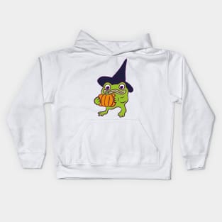 Frog Witch With a Gift Kids Hoodie